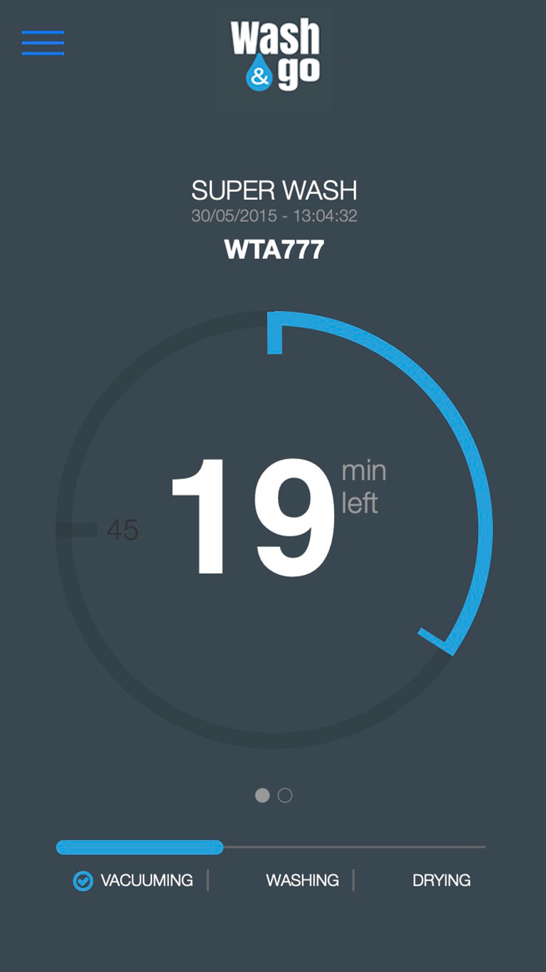 Wash&Go Mobile App User Interface